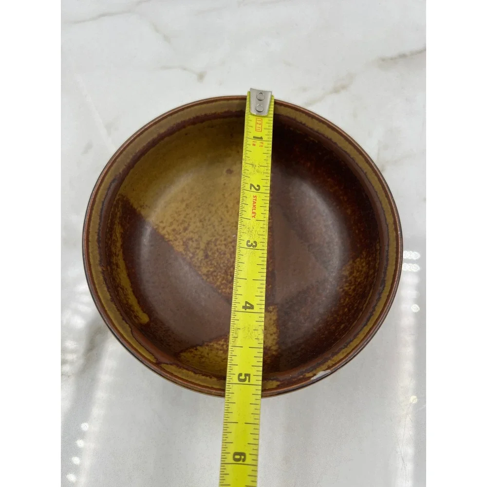 Iron Mountain Stoneware Roan Mountain Brown Bowl and Two Saucers Signed